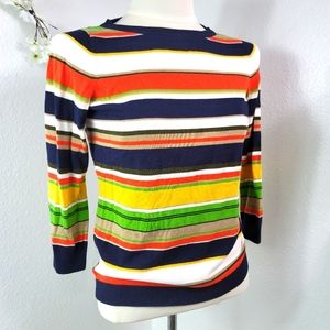 TALBOTS COTTON BLEND HORIZONTAL STRIPED SWEATER PETITE SMALL